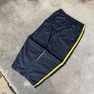 Nike Mens Vintage Track Pants Black Yellow Stripe XL Nylon Windbreaker Trousers